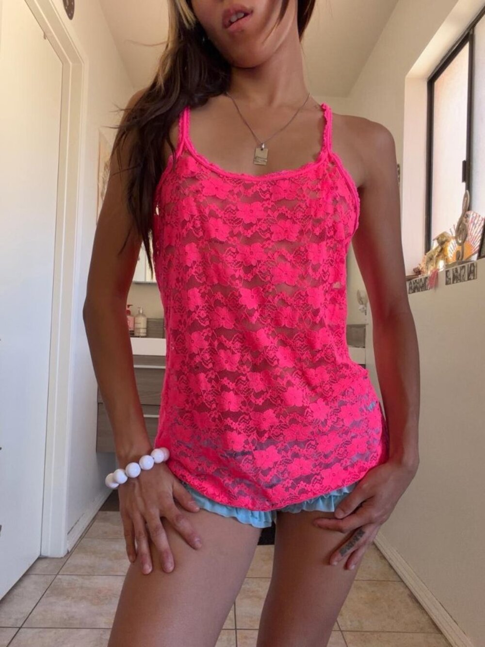 The Dita Hot Pink Lace Tank